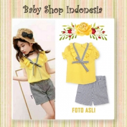 Blouse Anak Import V Neck kuning  large